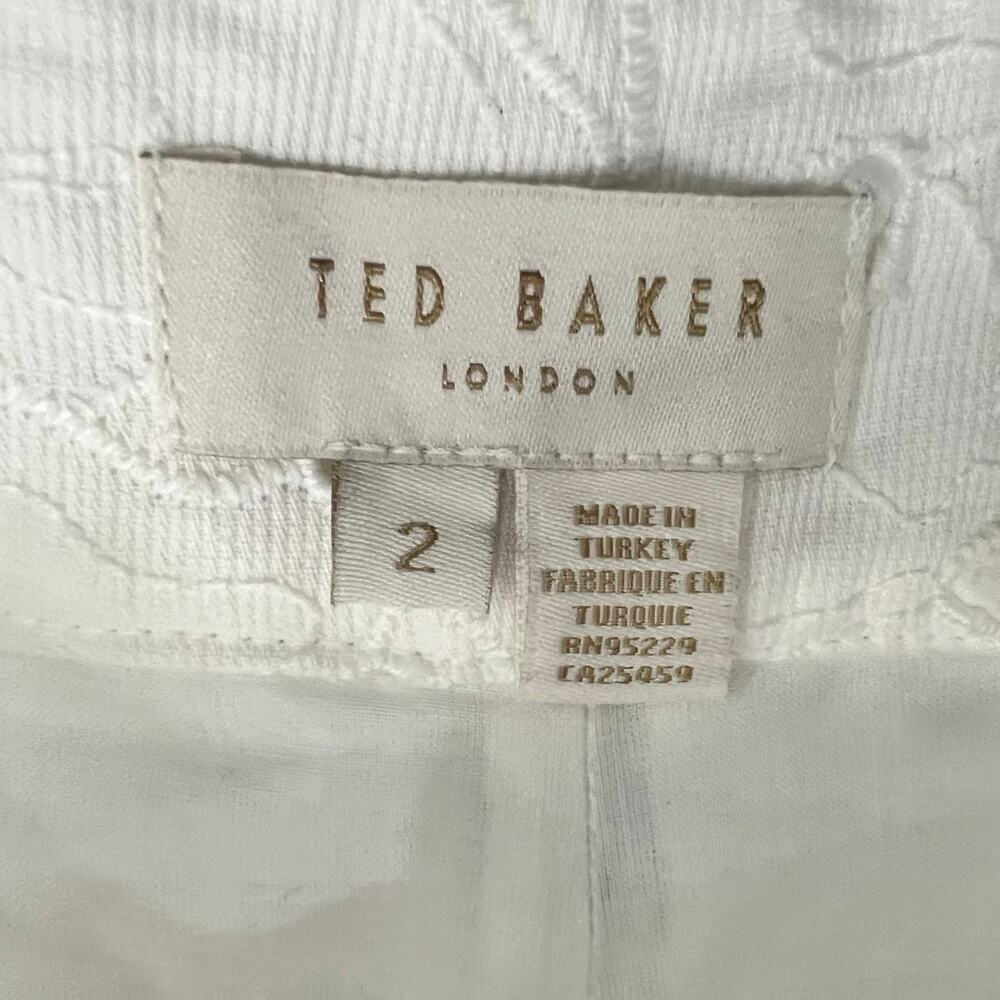 Ted Baker White Suzet Tailored Belted High Waist Eyelet Shorts Size 6 NEW no Tag - Picture 5 of 10